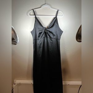 Black Satin Dress with a button Tie